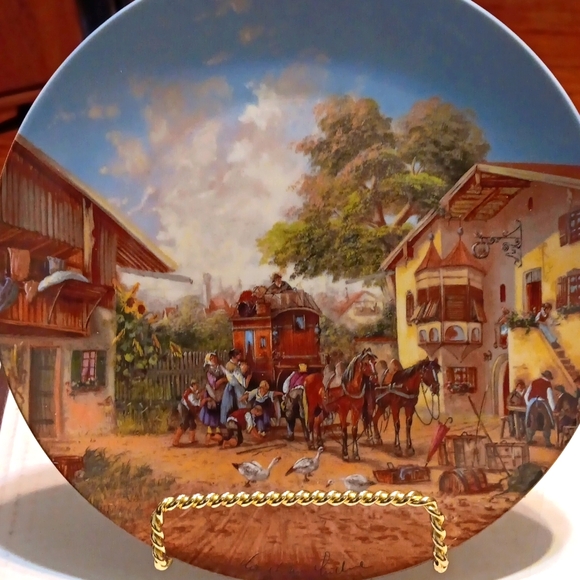 # Collector's plate 'Ankunft Der Postkutsch' 'Arrival of the Stagecoach ' F6687 - Picture 1 of 4